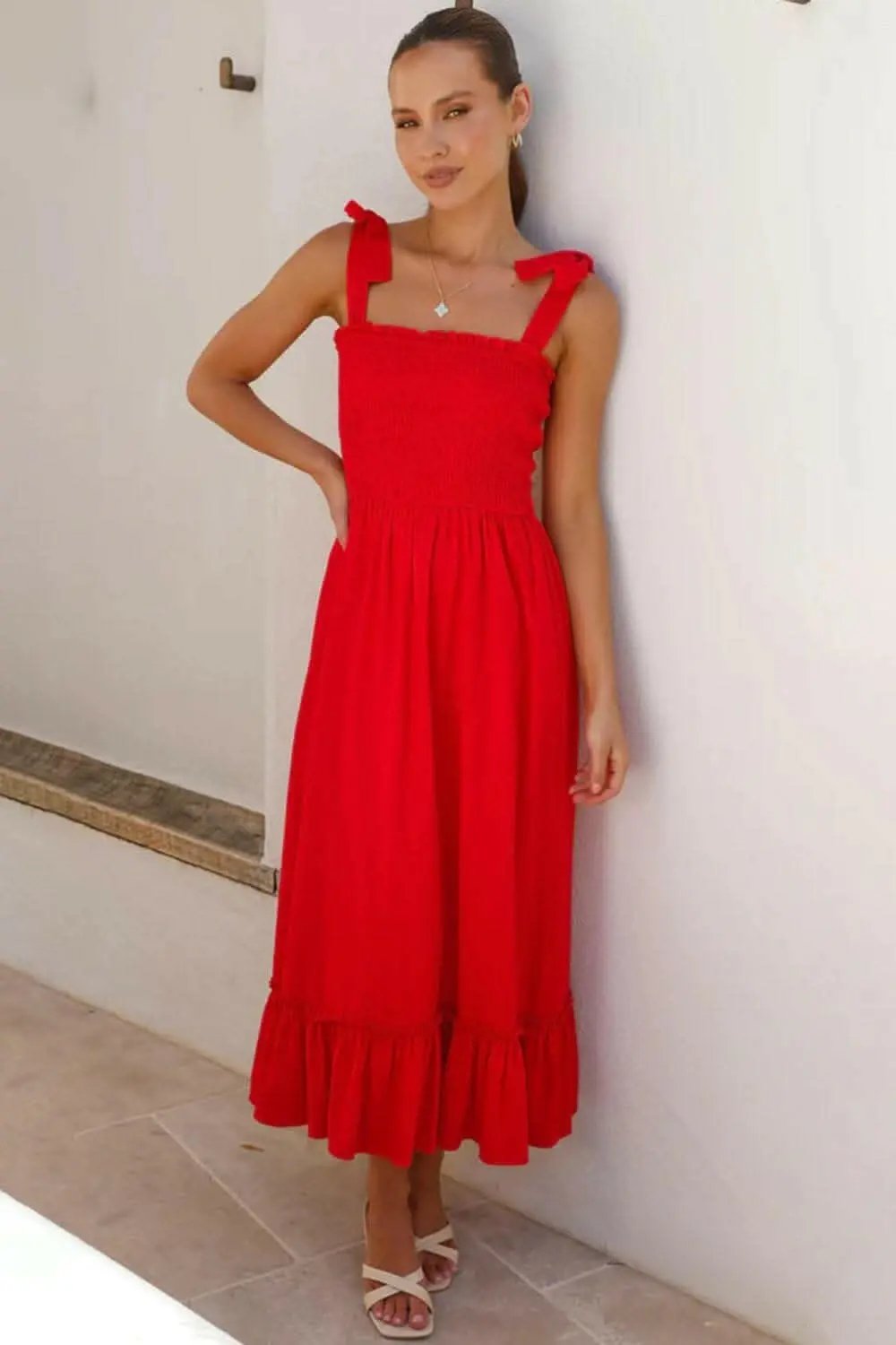 Elegant smocked ruffled dress - Love Salve